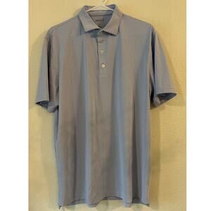 Johnnie-O Men’s Large Blue White Micro Print Performance Golf Polo Shirt